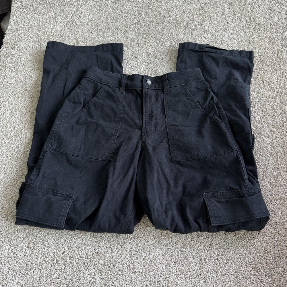 Hollister Cargo Pants Womens 6 Black Ultra High Rise Baggy Wide Leg Stretch